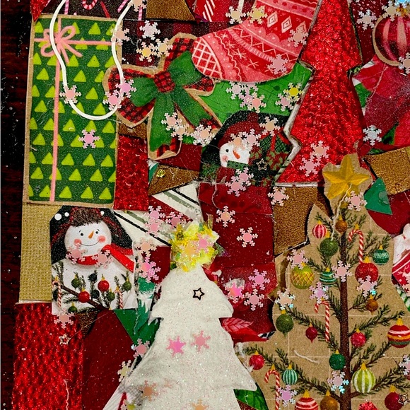 Hand crafted Christmas Journal Cover Trees Glitter Snowflakes Stockings - Picture 6 of 9
